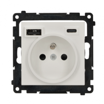 SIMON 55 Gniazdo wtyczkowe z zintegrowaną ładowarką USB C+A (moduł), 2.1 A, 5 V DC TGZ1ZUSB2CA.01/111 (TGZ1ZUSB2CA.01/111)